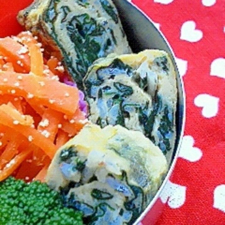 お弁当に❤ほうれん草とじゃこのたまご焼き